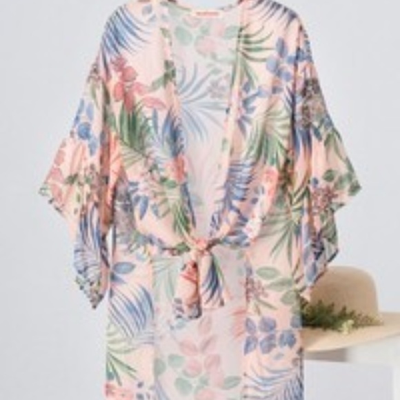 Tropical print kimono cardigan - Picture 2 of 3